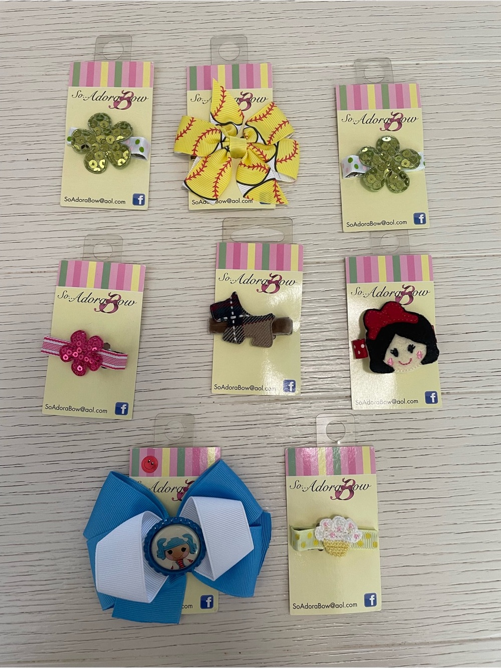 8 Girls Assorted barrette bows hair accessories